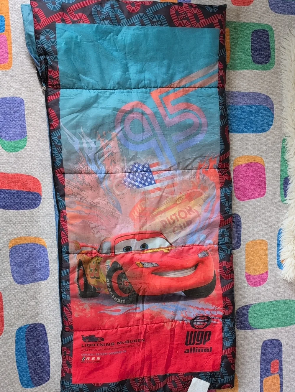 Cars Lightning McQueen Red Blue Toddler Sleeping Bag